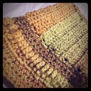 Hand crocheted multicolored infinity scarf